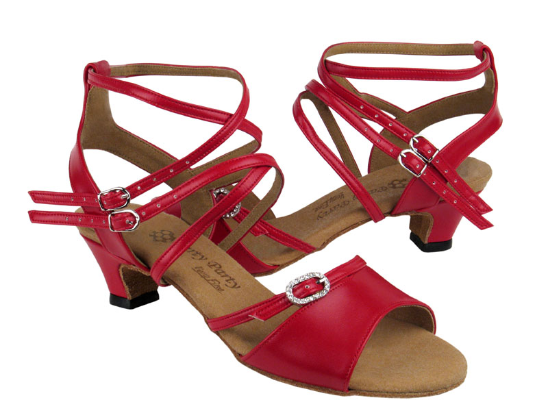 PP202 Red Leather with 1.2&quot; cuban heel in the photo