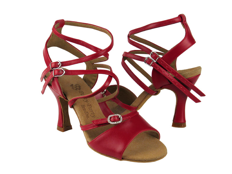 PP202 Red Leather with 3&quot; Flare heel in the photo