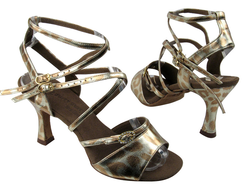 PP202 BA47 Leopard Veins PU with 3" Flare heel in the photo