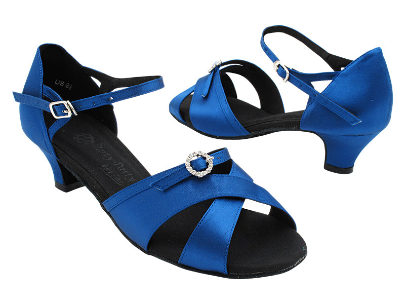 PP204 114 Dark Blue Satin with 1.2" Cuban Heel (CI) in the photo
