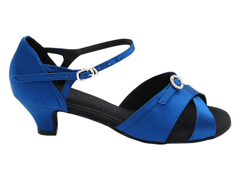 PP204 114 Dark Blue Satin with 1.2&quot; Cuban Heel (CI) in the photo