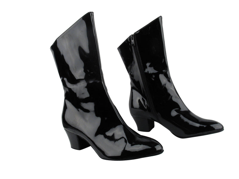 VFBoot PP205A Ankle Bootie Black Patent with 1.6&quot; Thick Cuban Heel in the photo