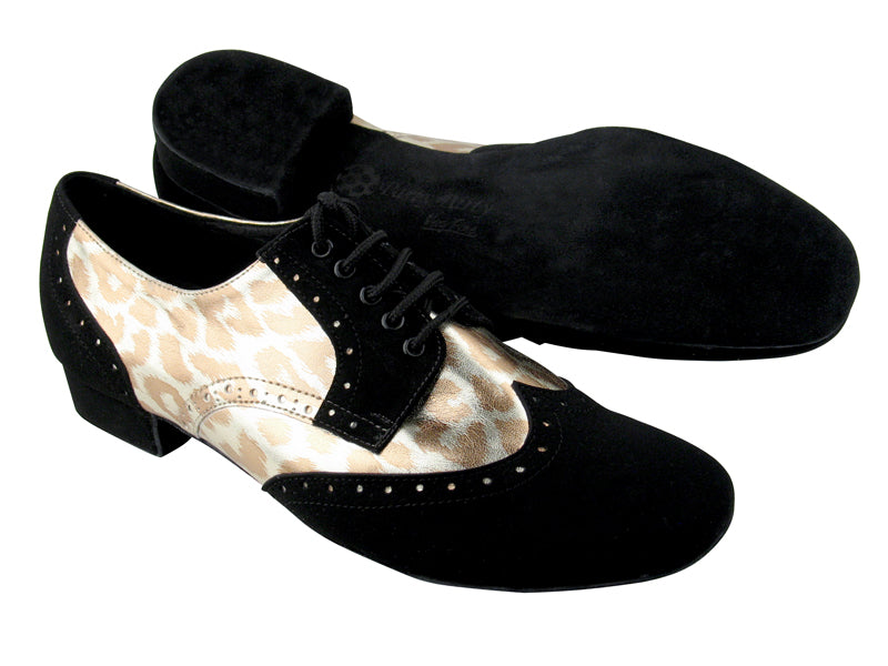 PP301 BA57 Black Nubuck (L) _BA47 Leopard Veins with 1&quot; Standard heel in the photo