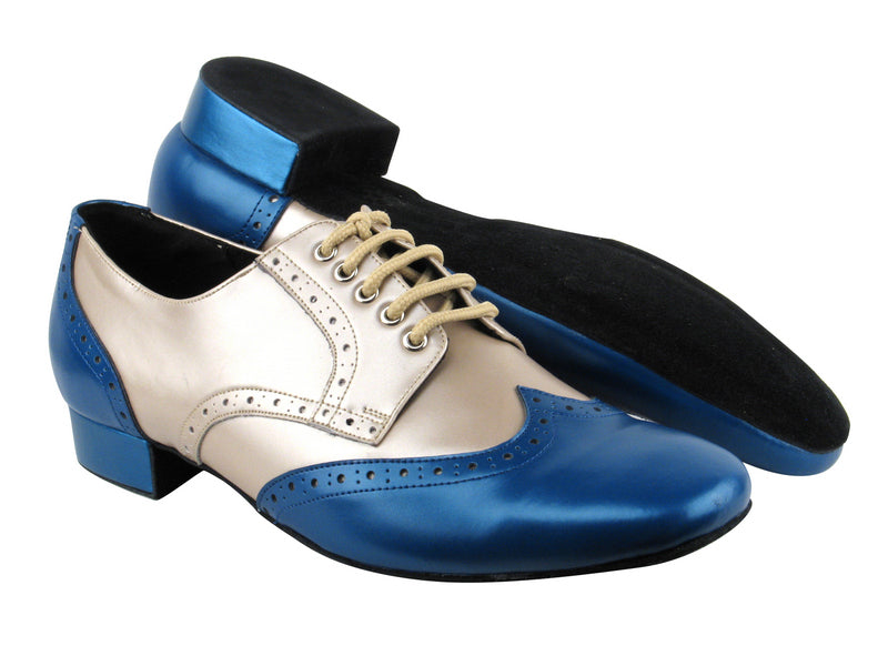 PP301 BB18 Gem Blue Leather_BB5 Pearl Beige Leather with 1&quot; Standard heel in the photo