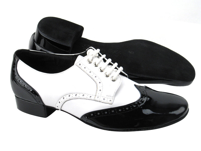 PP301 Black Patent &amp; White Leather with 1&quot; Heel in the photo