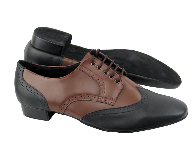 PP301 Black Leather_Dark Tan Leather with 1&quot; Standard heel in the photo