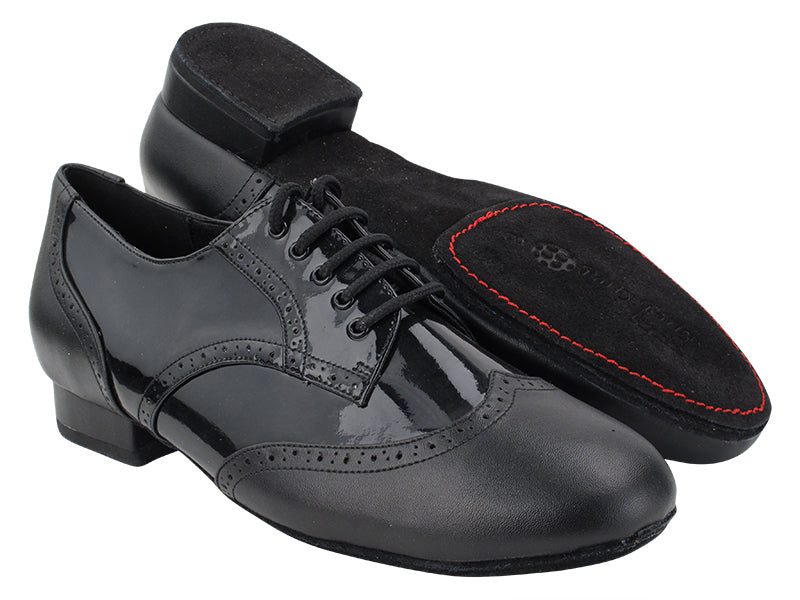 PP301DB Black Leather &amp; Black Patent with 1&quot; standard heel in the picture