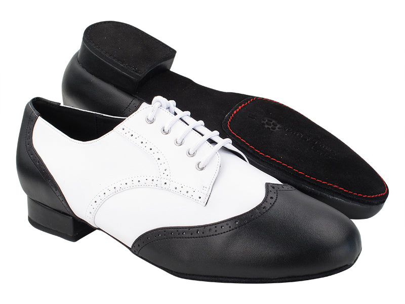 PP301DB Black Leather &amp; White Leather with 1&quot; Standard Heel in the photo