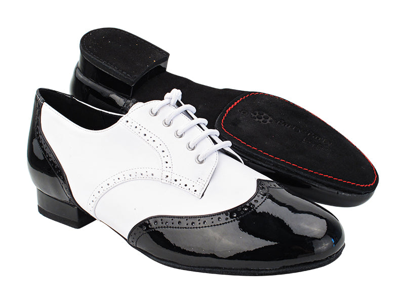 PP301DB Black Patent &amp; White Leather with 1" Standard Heel (068) in the photo