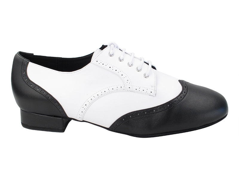 PP301DB Black Leather &amp; White Leather with 1&quot; Standard Heel in the photo