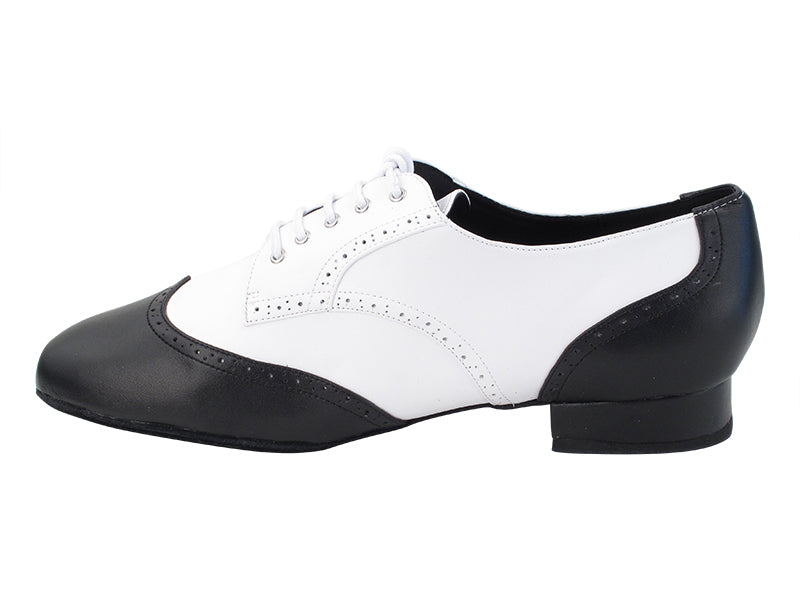 PP301DB Black Leather &amp; White Leather with 1&quot; Standard Heel in the photo