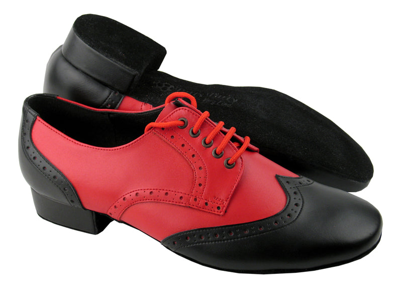 PP301 Black Leather &amp; Red Leather with 1" Heel in the photo
