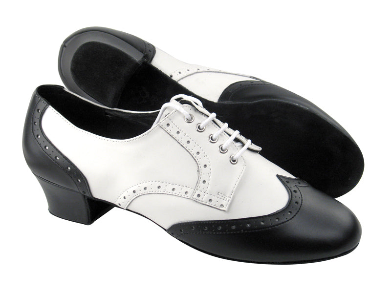 PP301 Black Leather &amp; White Leather L with 1.6&quot; Heel in the photo