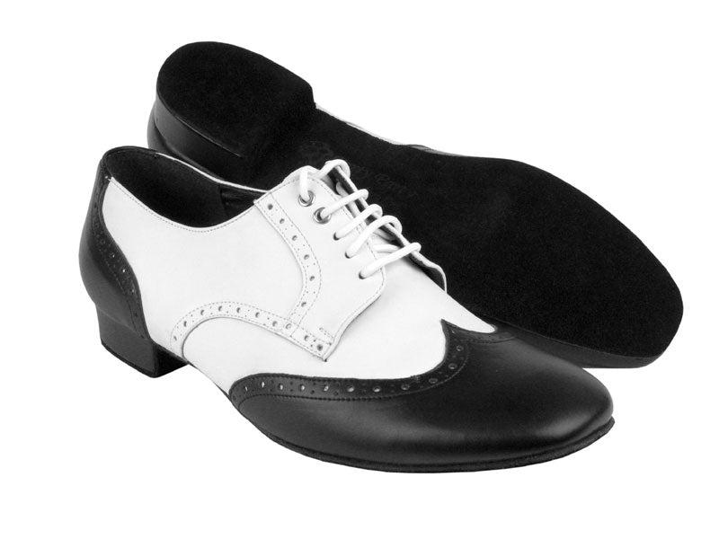 PP301 Black Leather &amp; White Leather with 1&quot; heel in the photo