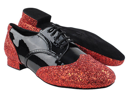 PP301 Red Sparkle_F_B &amp; Black Patent_M with Men 1&quot; Standard Heel (2002) in the photo