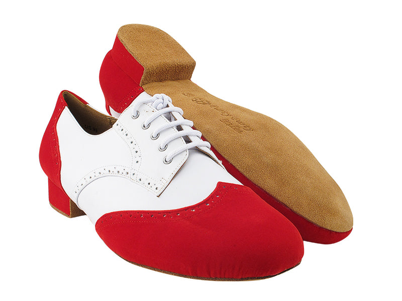 PP301 Red Velvet_F_B_White Leather_M with Men 1&quot; Standard Heel (2002) in the photo