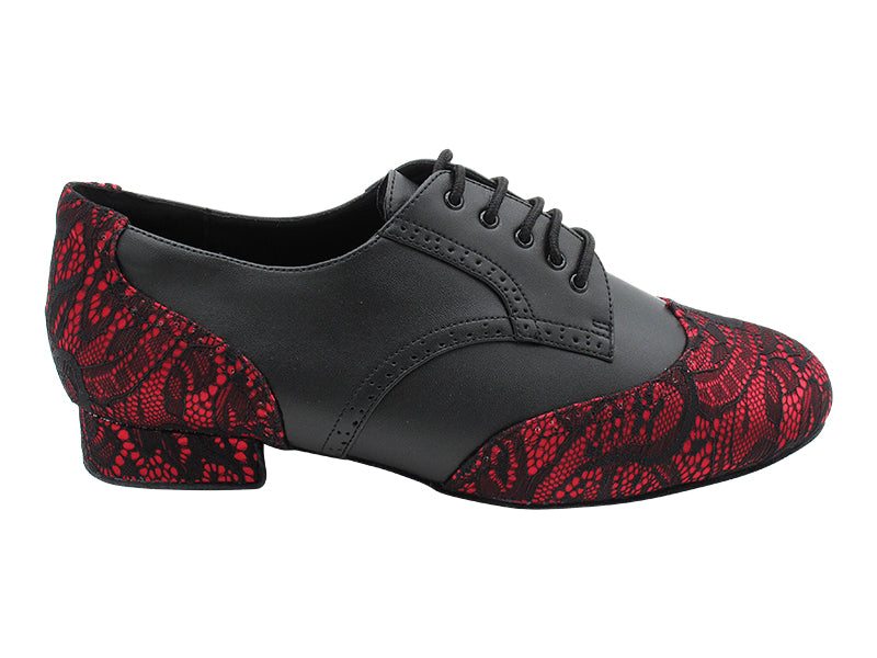 PP301 257 Red Black Lace_F_B_Black Leather_M with 1&quot; Standard Heel in the photo