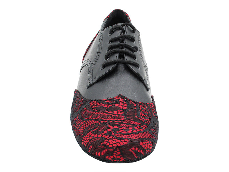PP301 257 Red Black Lace_F_B_Black Leather_M with 1&quot; Standard Heel in the photo