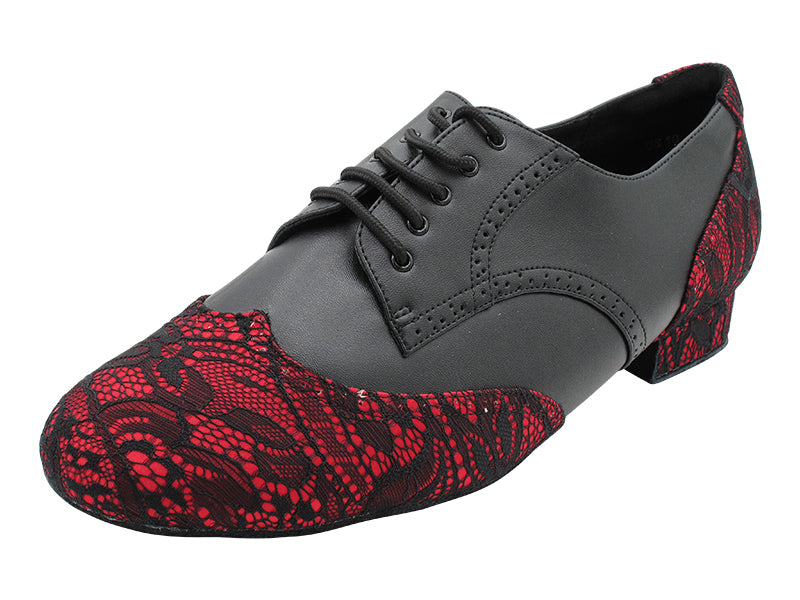 PP301 257 Red Black Lace_F_B_Black Leather_M with 1&quot; Standard Heel in the photo