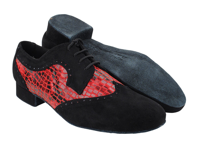 PP302 274 Black Nubuck_F_B_270 Red Snake Velvet_M with 1&quot; Standard Heel (068) in the photo