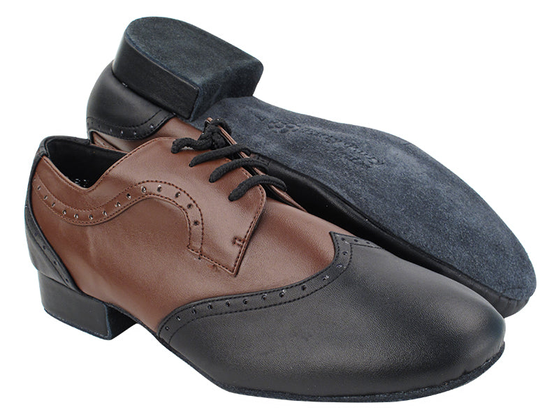 PP302 Black Leather_Dark Tan Leather_M with 1&quot; heel in the photo