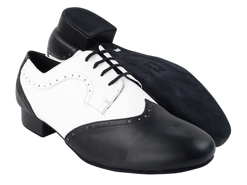 PP302 Black Leather_FB &amp; White Leather_M with 1&quot; Standard Heel in the photo