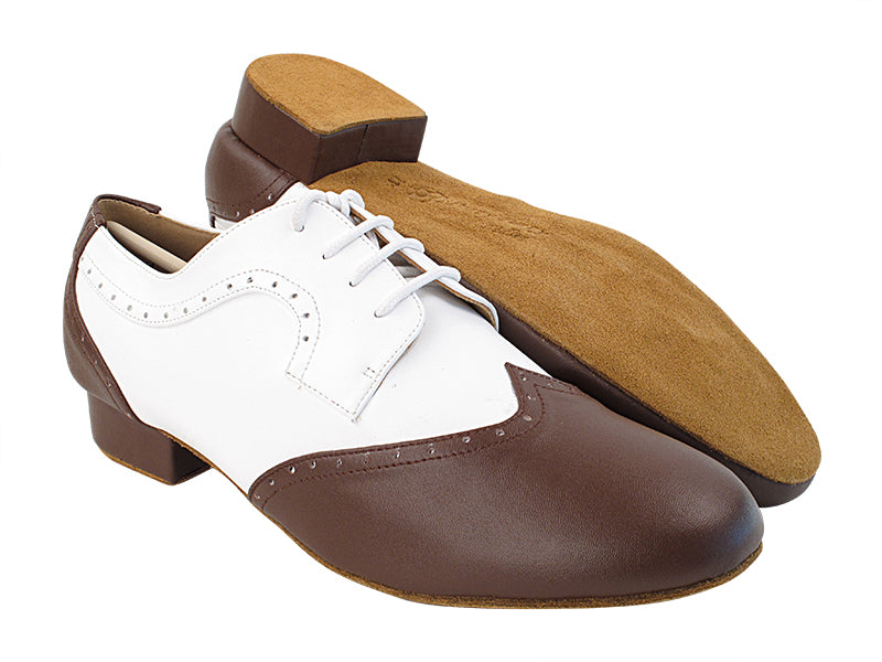 PP302 Dark Tan Leather_F_B_White Leather_M with Men&