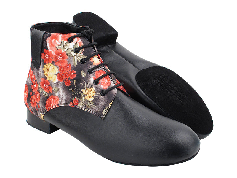 RCCL9001 Black Leather &amp; 286 Flower Satin Men&