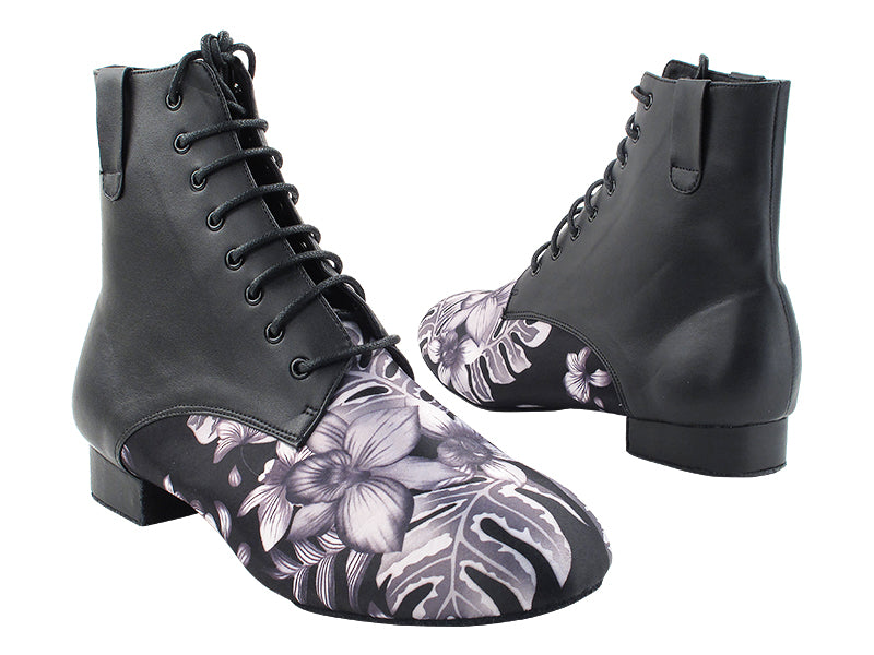 RCCL9002NZ 199 Black Grey Flower Satin_F_Black Leather_B with Men&