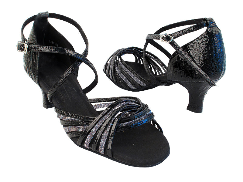 S1001 233-Black-Crocodile_285-Black-Glitter-Satin