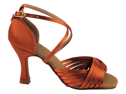 S1001 Dark Tan Satin with 3&quot; Heel in the photo