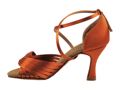 S1001 Dark Tan Satin with 3&quot; Heel in the photo