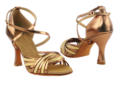 S1001 Gold Scale_Dark Tan Gold Leather with 3&quot; Heel in the photo