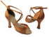 S1001 Dark Tan Satin with 3" Flare heel in the photo