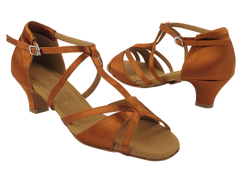 S1002C Copper Tan Satin with 1.2&quot; Cuban Heel (CI) in the photo