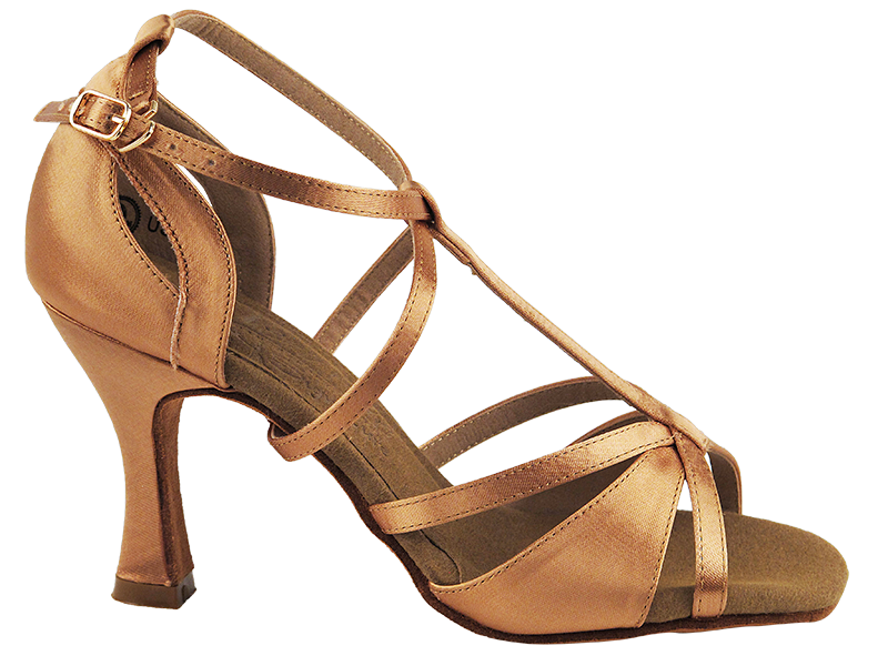 S1002 Tan Satin with 3" Heel in the photo