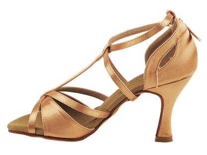 S1002 Tan Satin with 3&quot; Heel in the photo