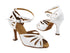 S1003 White Satin with  3" Flare Heel (YQG) in the photo