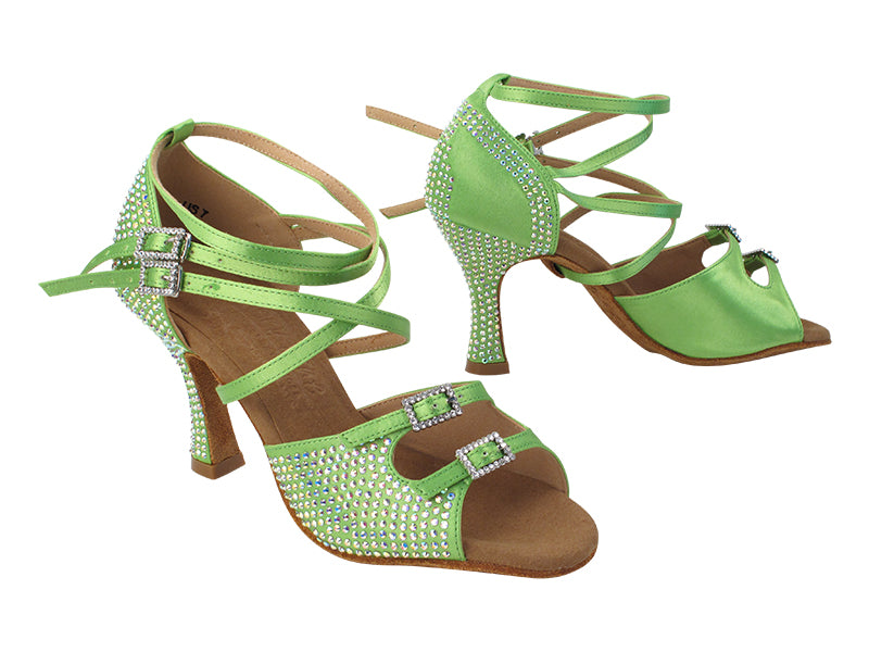 S1004CC 137 Green Satin with 3&quot; Heel (YQG) in the photo