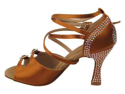 S1004CC Copper Tan Satin with (YQG) 3 inch Heel in the photo