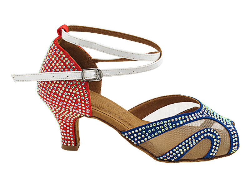 S1005CC 114 Dark Blue Satin_F_Red Satin_B_White Satin_S_Flesh Mesh with 2.5" Heel (2040) in the photo