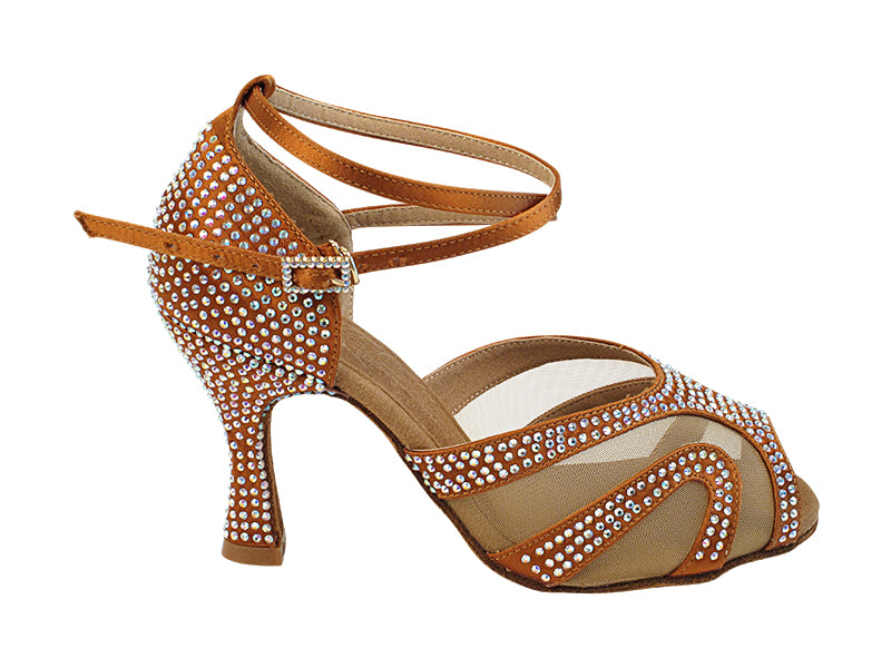 S1005CC Copper Tan Satin (YQG) 3 inch Heel in the photo