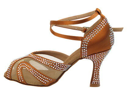 S1005CC Copper Tan Satin (YQG) 3 inch Heel in the photo