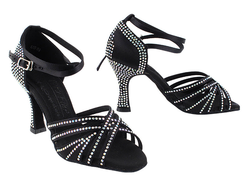 S1006CC Black Satin_X-Strap Ankle with 3&quot; Heel (YQG) in the photo