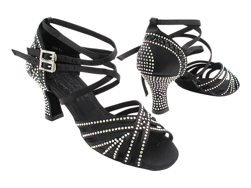 S1006CCMixTwoTri Black Satin with 2.5" Spool Heel (PG) in the photo