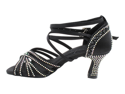 S1006CCMixTwoTri Black Satin with 2.5" Spool Heel (PG) in the photo