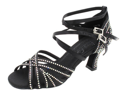 S1006CCMixTwoTri Black Satin with 2.5" Spool Heel (PG) in the photo