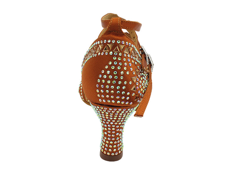 S1006CCMixTwoTri Copper Tan Satin with 2.5" Spool Heel (PG) in the photo