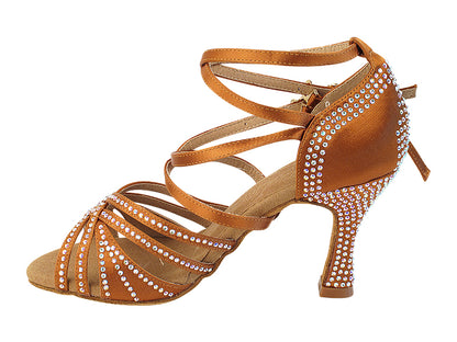 S1006CC Copper Tan Satin with (YQG_11045) 3 inch Heel in the photo