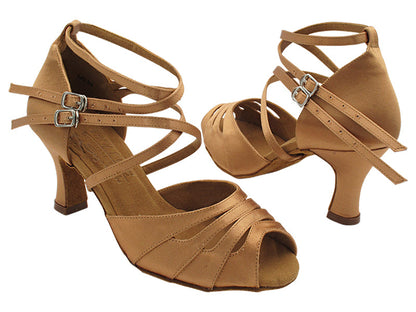 S1007 Tan Satin with 2.5&quot; Spool Heel (PG) in the photo